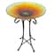 20.5" Orange & Yellow Sunflower Glass Bird Bath